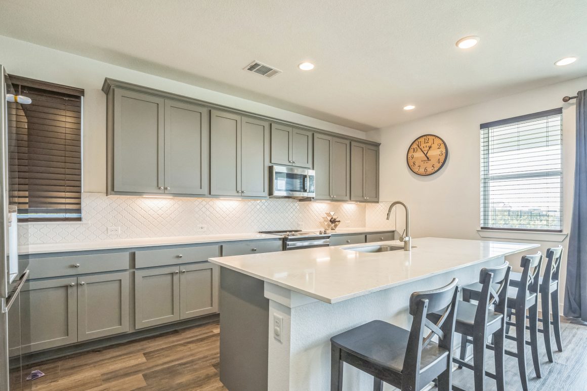 Kitchen counters and cabinetry at 3706 Mesquite Valley Rd