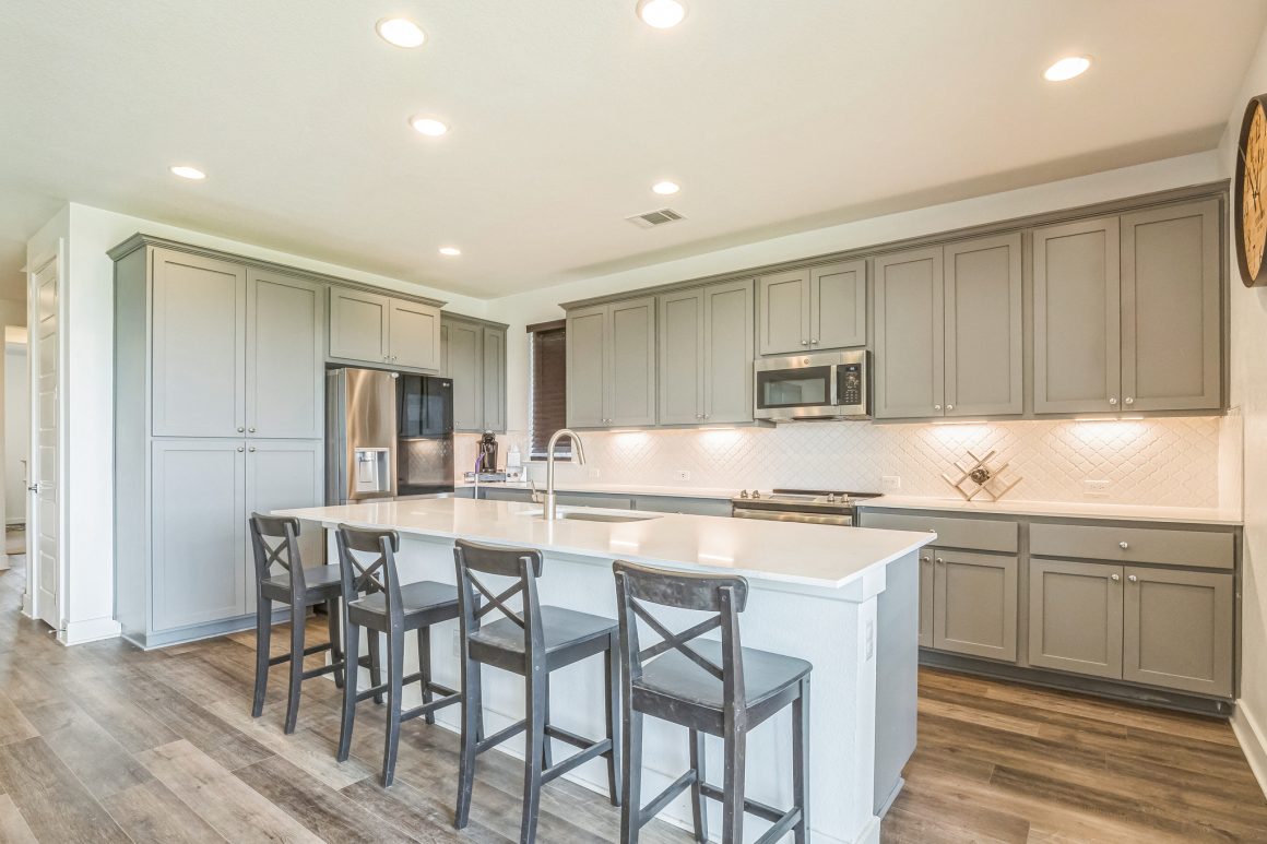 Kitchen island and appliances at 3706 Mesquite Valley Rd